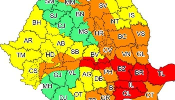 COD ROȘU de viscol în nouă județe. Meteorologii anunță urgie în aproape toată țara