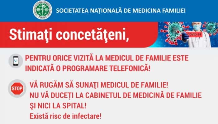 Nu vă duceţi la medicul de familie fără să sunaţi înainte: &quot;Vizitele pot fi amânate sau efectuate telefonic&quot;