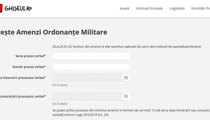 Amenzile pentru încălcarea prevederilor ordonanţelor militare pot fi plătite şi pe Ghişeul.ro