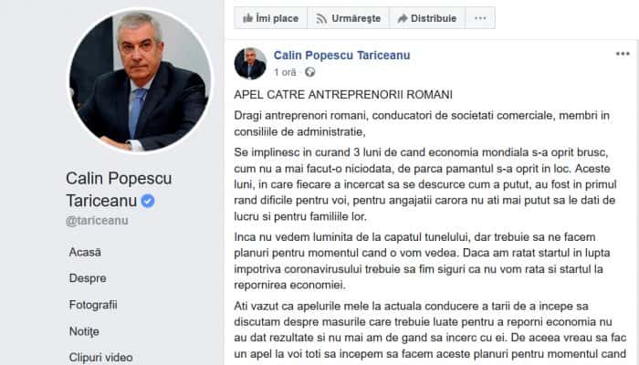 Călin Popescu-Tăriceanu: Apel către antreprenorii români 