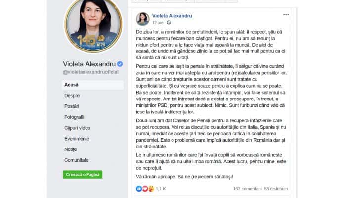 Violeta Alexandru: &quot;Îi asigur că vine curând ziua în care nu vor mai aştepta cu anii pentru (re)calcularea pensiilor lor&quot;