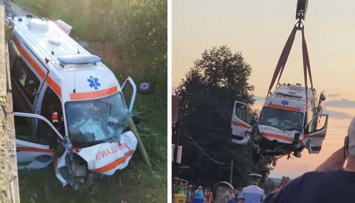 UPDATE: Echipajul unei ambulanțe și pacientul transportat, răniți într-un accident rutier