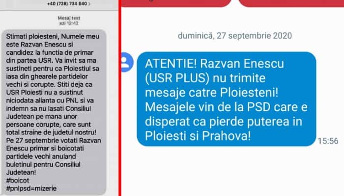 ALEGERI 2020 | SMS-uri &quot;otrăvite&quot;, trimise alegătorilor din Ploieşti în numele lui Răzvan Enescu