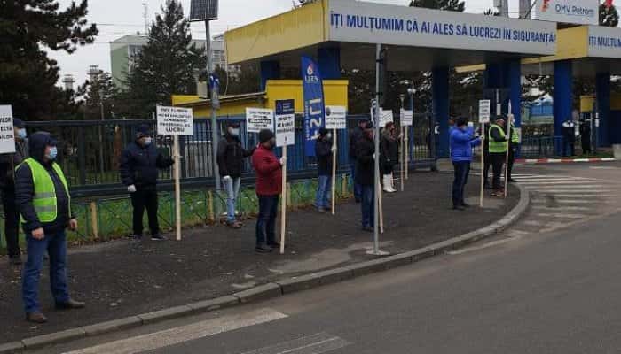 FOTO | Protest și în Prahova al sindicaliștilor FSLI Petrol Energie, care acuză încălcarea drepturilor după transferul de la OMV Petrom la GSP Offshore