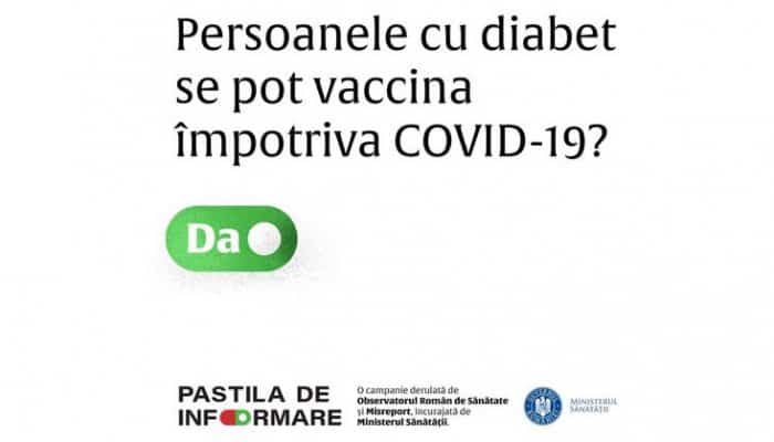 Coronavirus: Vaccinurile produse de companiile Pfizer-BioNTech, Moderna și AstraZeneca-Oxford pot fi administrate persoanelor care suferă de diabet, indiferent de tipul de diabet