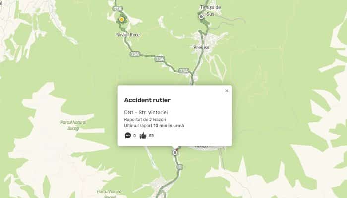 Două accidente pe Valea Prahovei, luni dimineață. Trafic blocat la Timișu de Sus, intervenție cu descarcerare la Azuga