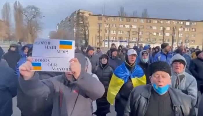 Protest al civililor din Melitopol, după ce primarul a fost răpit de ruşi