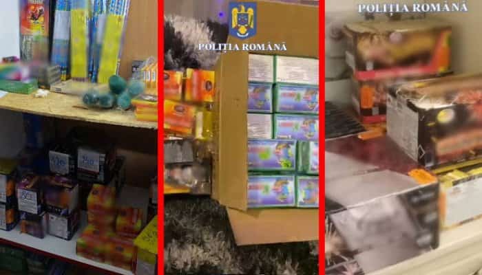 FOTO | 180 de kilograme de artificii şi petarde, confiscate de poliţişti în urma unor percheziţii în două comune din Prahova