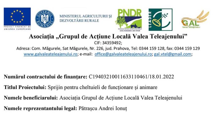  Înștiințare | Asociația Grupul de Acțiune Locală Valea Teleajenului