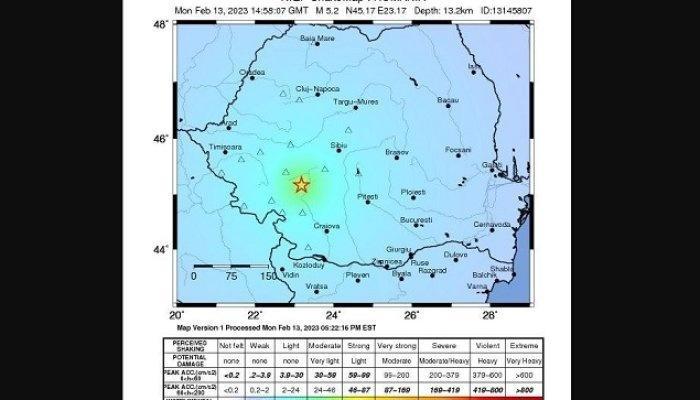 UPDATE Cutremur cu magnitudinea de 5,2 grade, urmat de replică de 3, luni după-amiază, în România