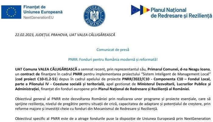 Comunicat de presă  |  PNRR: Fonduri pentru România modernă și reformată!