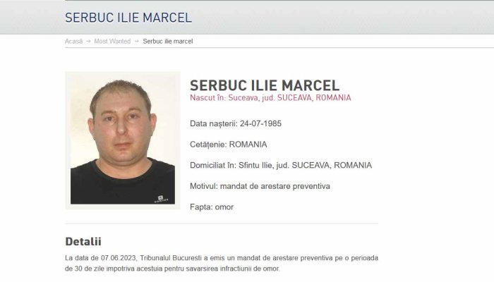 CRIMA DIN SECTORUL 4. Marcel Ilie Serbuc, concubinul mamei fetei de 12 ani care a fost găsită decedată în lada canapelei într-un apartament din Bucureşti, dat în urmărire internaţională