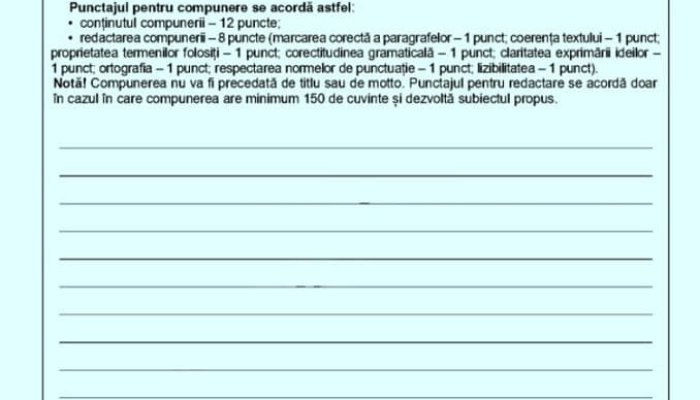 evaluare nationala romana subiecte