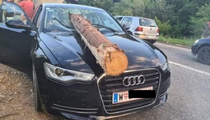 accident parbriz tir lemne brașov