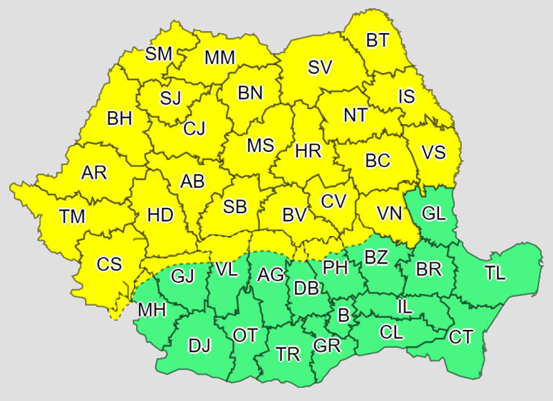 cod galben vijelii furtuna grdindina instabilitate vremea romania avertizare meteo anm