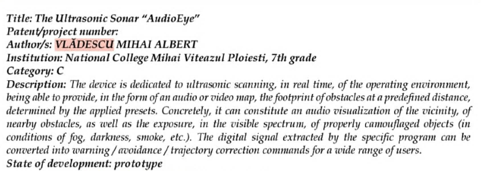 albert vladescu cnmv medalii sonarul ultrasonic