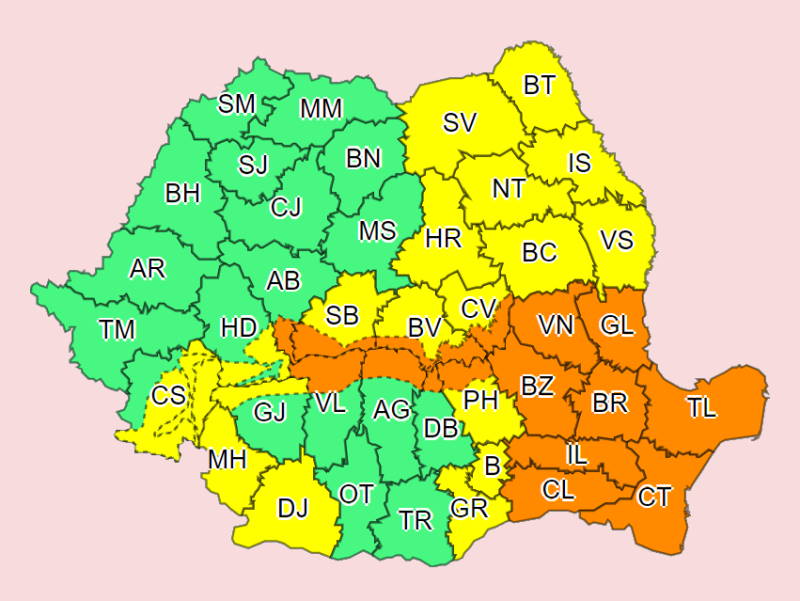 cod galben portocaliu avertizare meteo