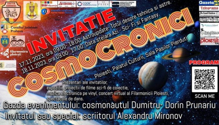 Ineditul eveniment CosmoCronici - „Un cosmonaut la Ploiești” e în desfășurare la Palatul Culturii