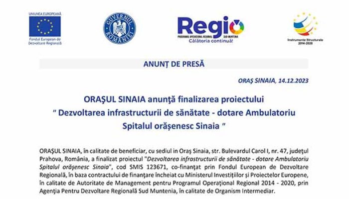 ANUNȚ DE PRESĂ 