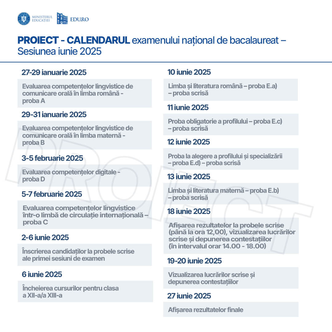 calendar examene evaluarea nationala bvacalaureat