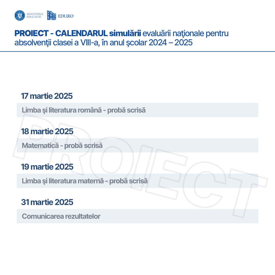 calendar examene evaluarea nationala bvacalaureat