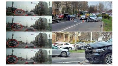 FOTO - Accidentul din vestul Ploieștiului, surprins de o cameră de bord. Cum a ajuns BMW-ul pe contrasens