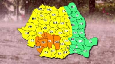 Avertizare meteo de ploi abundente şi instabilitate, până luni noapte