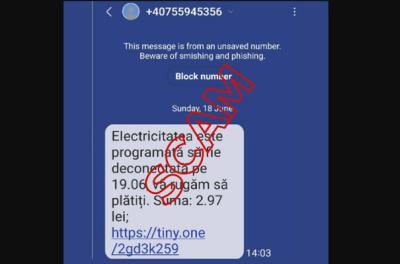 Alertă DNSC pentru clienții Transelectrica. Escrocii le trimit mesaje false cum că ar urma să fie deconectați pentru neplată